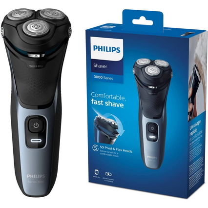 Philips Shaver series 3000 Islak-Kuru elektrikli tıraş makinesi, Siyah
